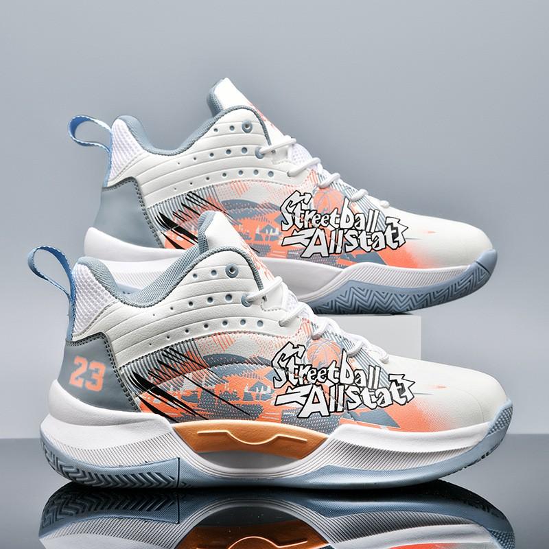 High-Top Basketball Shoes Teens Kids Outdoor Court Training Running Sneakers Rubber Sole Synthetic Upper