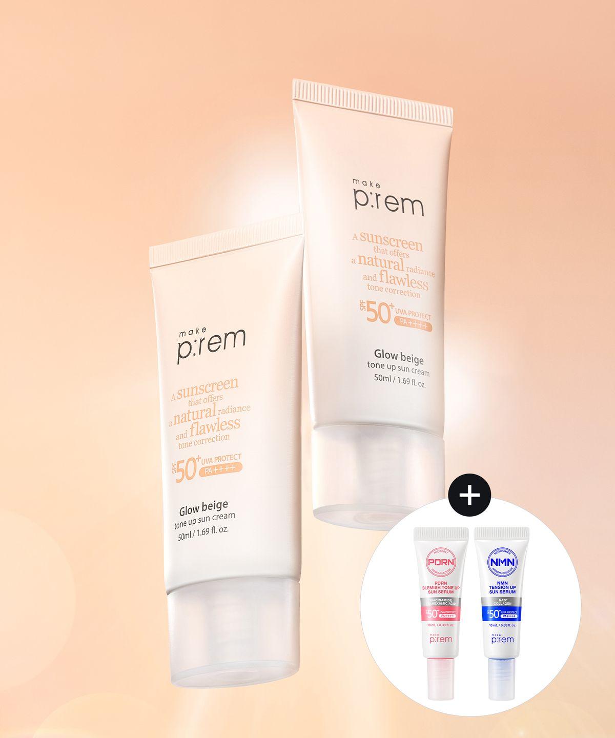 [2 Pieces] Glow Beige Tone-Up Sun Cream 50ml