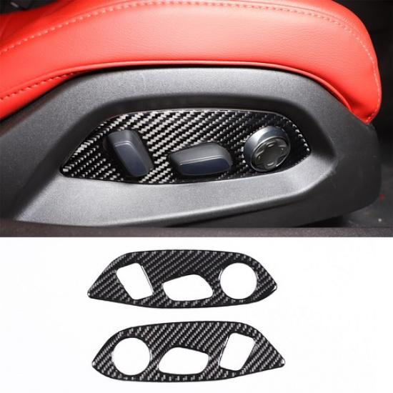 Carbon Fiber Car Seat Adjustment Button Trim Sticker For Corvette C8 Z51 -25