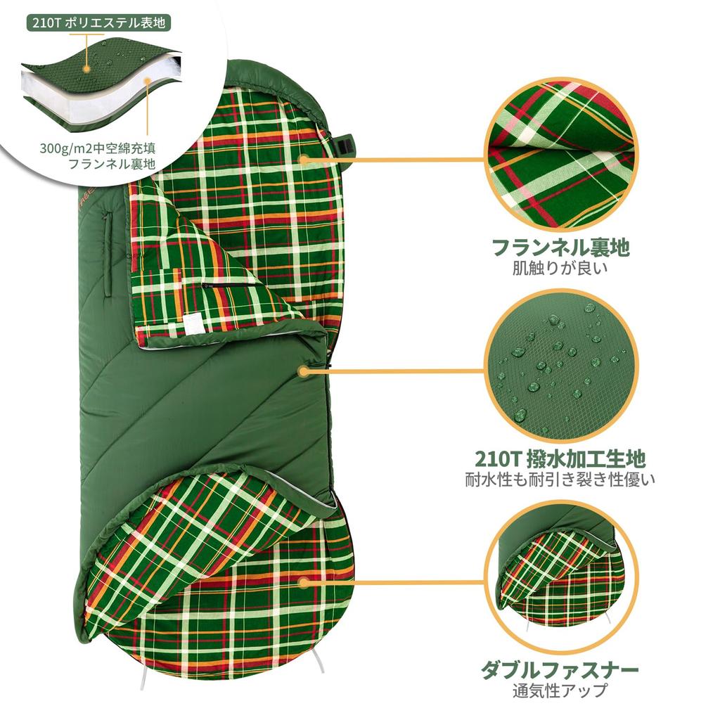KingCamp Sleeping Wide Envelope Flannel Adult Sleep Wide Wide All Comfortable Temperature Fully Water For Sleeping in the Disaster Includes Storage