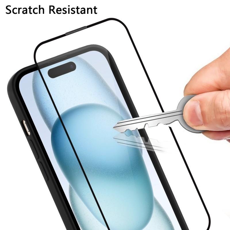 For iPhone 15 Pro Max Magnetic Case WANLONFENG Electroplated TPU Cover with Lens Film+2Pcs Tempered Glass