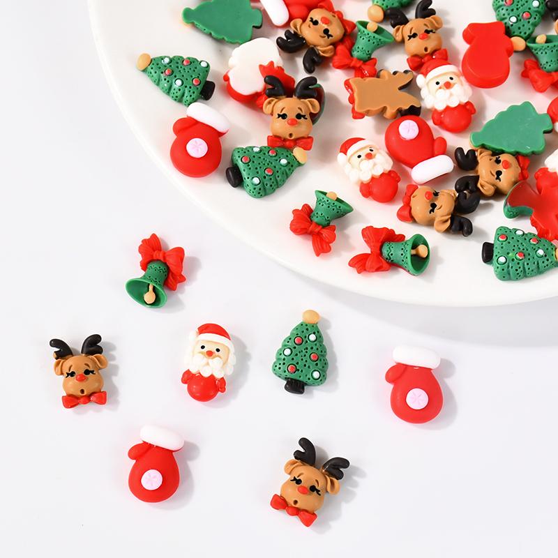 10/20pcs Christmas Mix Resin Crafts Ornament Mini Santa Claus Xmas Tree Figurine DIY Decorations New Year Gifts Party Supplies