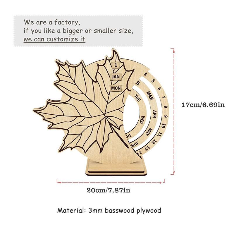 

Perpetual Calendar Wooden Desktop Ornament Home Wall Decoration Creative Simplicity Office Desktop Calendar Ornament 17.5 X 15 X 7CM