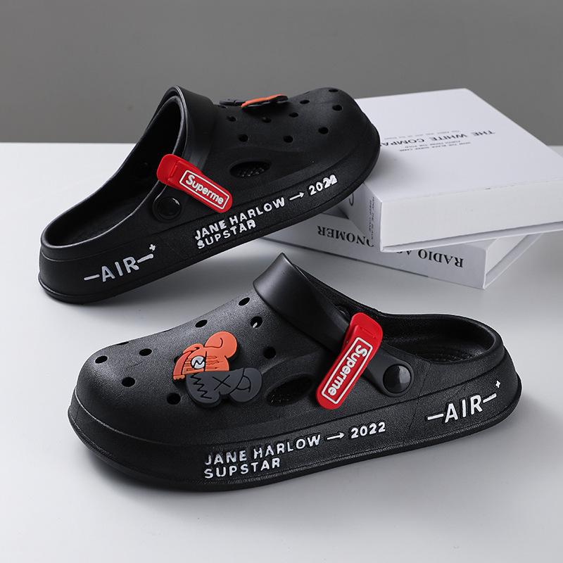 Papuci de plajă pentru bărbați 2025 cu talpă groasă, cu degete închise, antiderapați