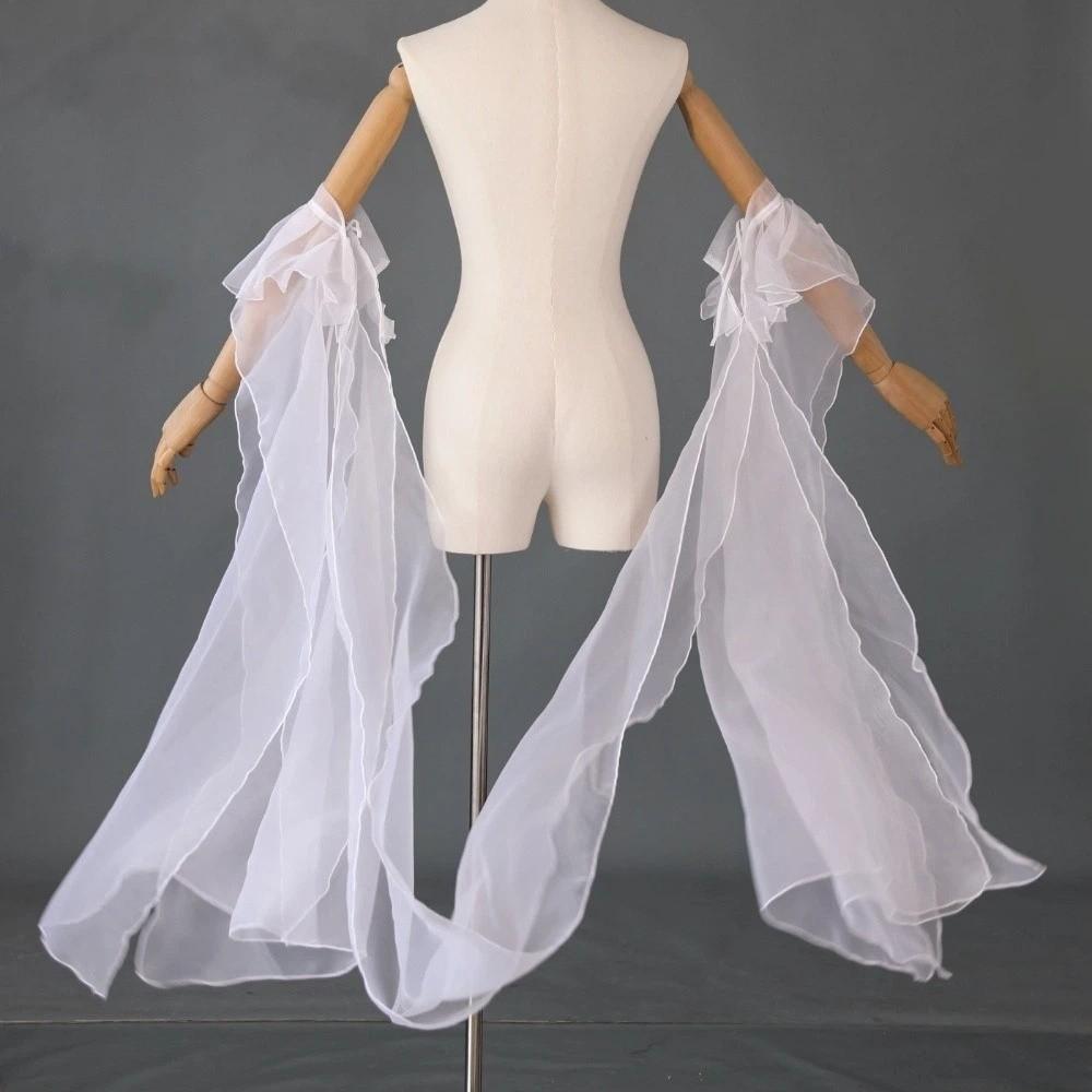 Hanfu Cinese Classico Maniche ad Acqua Pizzo di Organza Allacciatura Scialle di Pizzo Fluttuante da Fata Manica da Braccio Accessorio per Danza Etnica