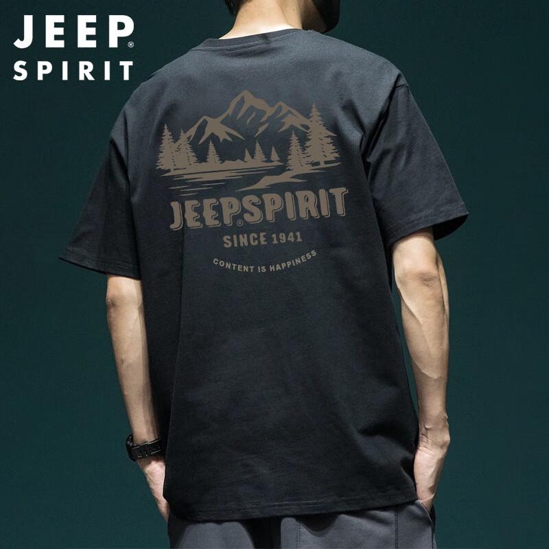 Мужская футболка JEEP SPIRIT с коротким рукавом, тяжелый хлопок, американский принт L