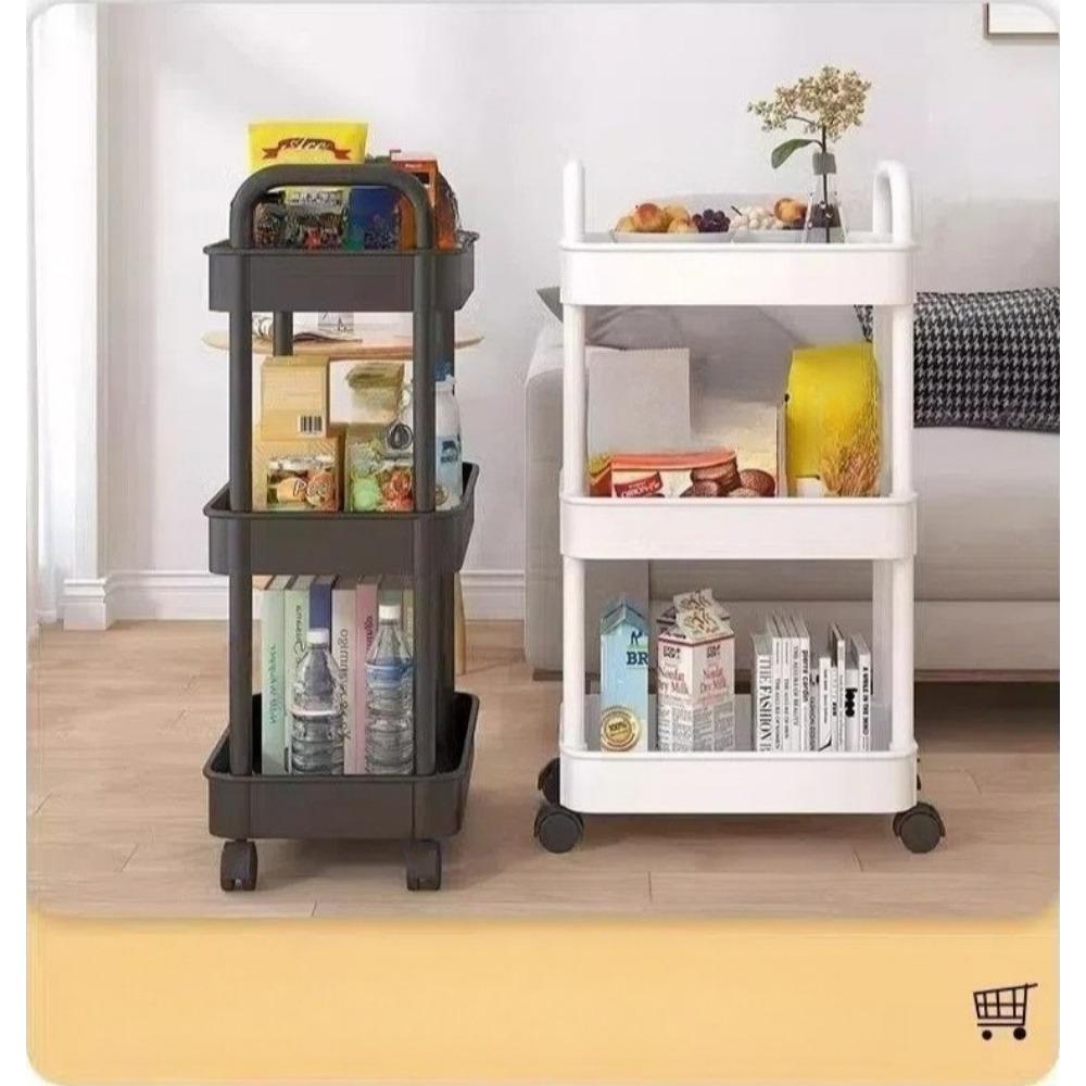 1 Stück 3-stöckiges Küchen-Multifunktionsregal, mobiler Wagen, Boden-zu-Decke-Mehrschicht-Lagerregal, Bücherregal, Snacks, Obst- und Gemüse-Lagerregal