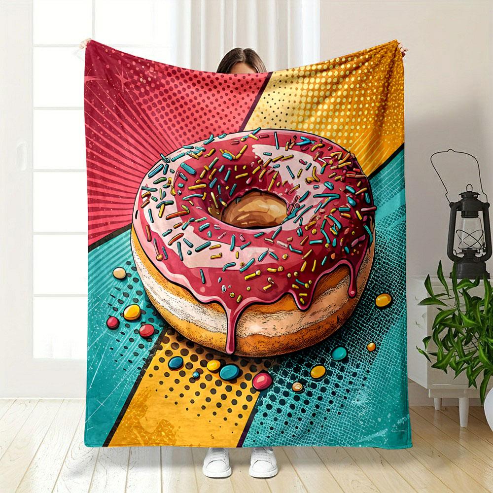 Pop Art Donut Delight Print Blanket Soft and Cozy Perfect for the Living Room Bed Sofa or a Nap,gift