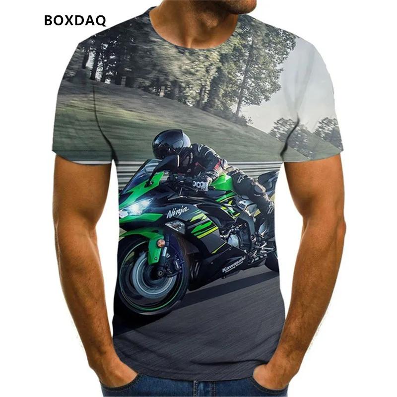 Men's Motorcycle Cool Racing Driver T-Shirts Summer Short Sleeve 3D Print Moto & Biker Street Style Male Tees 6XL Plus Size Tops