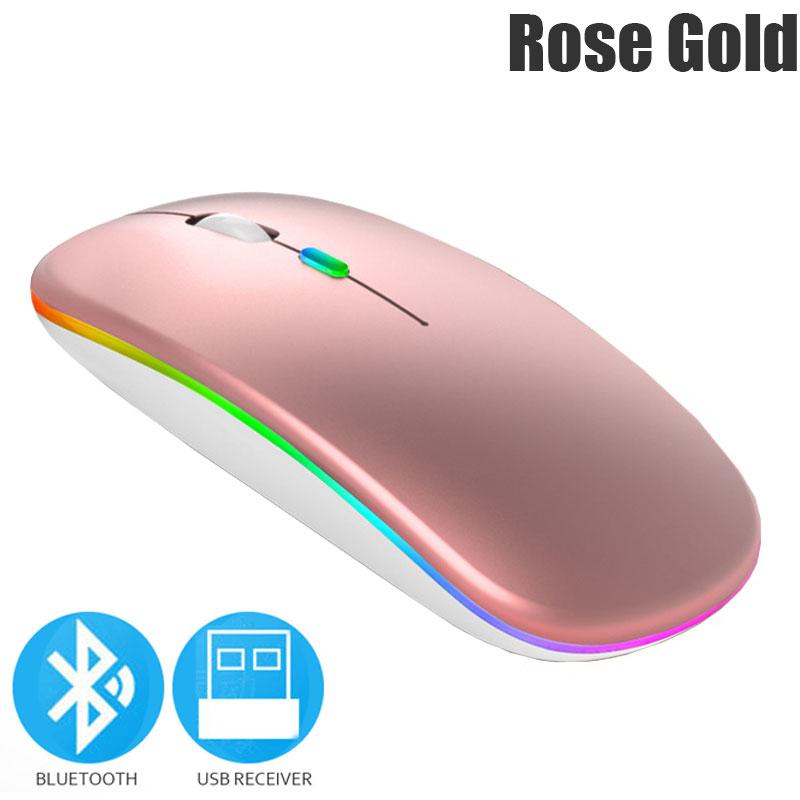 Souris Sans Fil Bluetooth 5.0 Avec Lumière RGB Rechargeable par USB Pour Ordinateur Portable PC Macbook Souris Gaming 2.4GHz 1600DPI