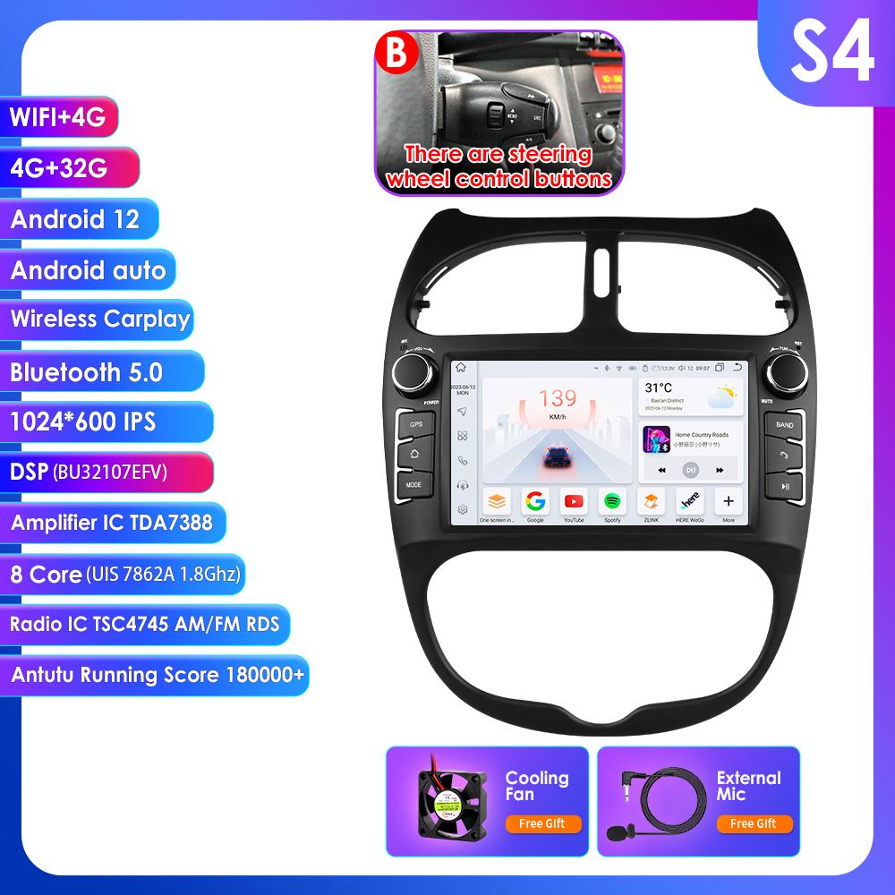 

Hizpo Интеллектуальное 7-дюймовое Android автомобильное радио для Peugeot 206 206SW 206CC Автомагнитола Экран Мультимедийный плеер Carplay Аудио 2DIN Головное устройство 2000 - 2008 B S4 8Core 4G 32G