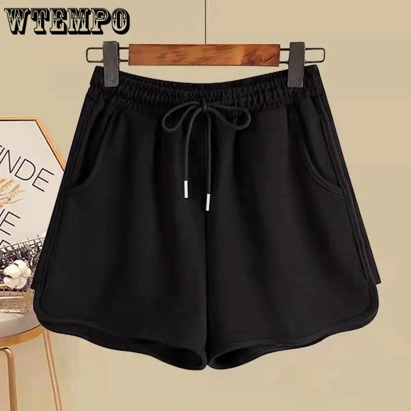WTEMPO Women's Summer Cotton Suit Summer Short Sleeve T-Shirts + Sports Shorts Two Pieces Set Female Fashion Solid Casual Suit