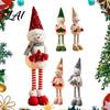 Holiday Standing Snowman Doll Christmas Plush Sequins Hat Legs with Extendable Holding Star Decorative Dolls