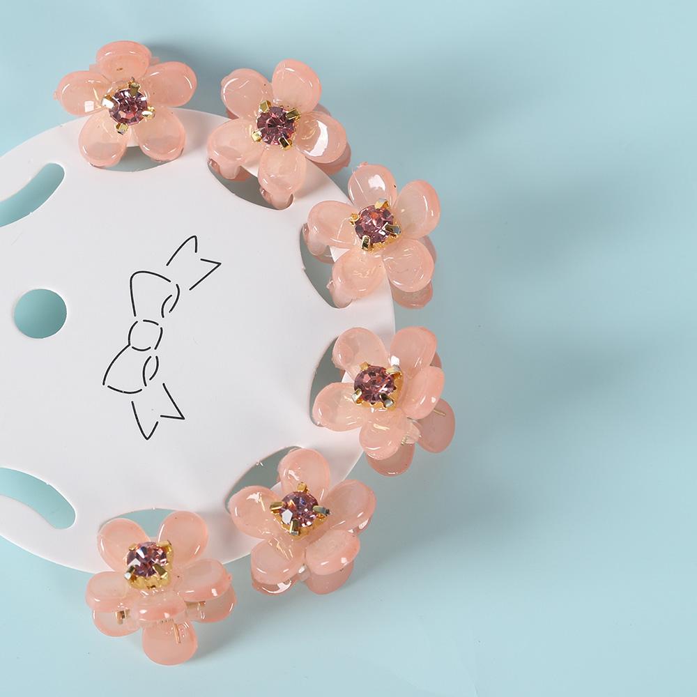 

6 шт., маленькие заколки для волос с прозрачным цветком и когтями для женщин и девочек, стразы с жемчугом, мини-заколки для волос в форме краба, милые детские аксессуары для волос