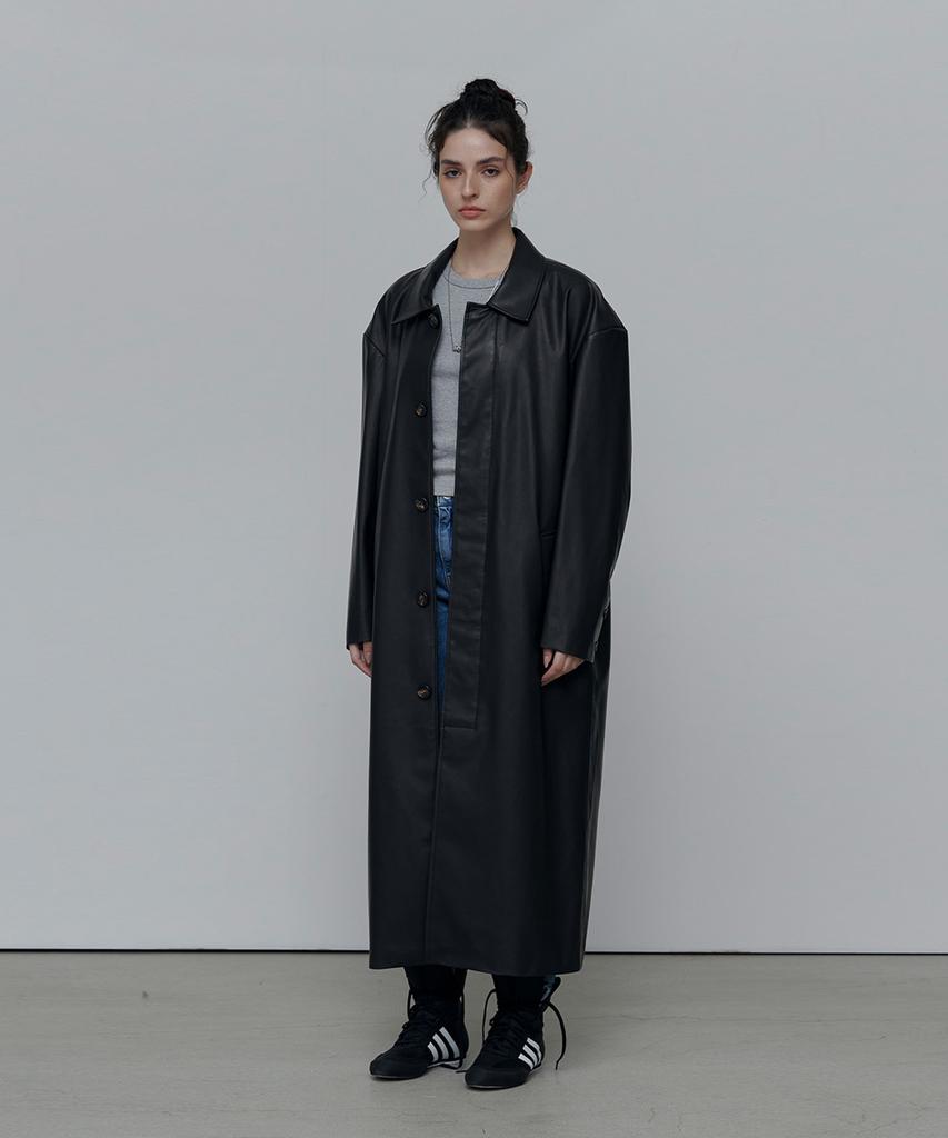 Anytime Loreak Dahlia Mac Coat-Black(Leather)(W)