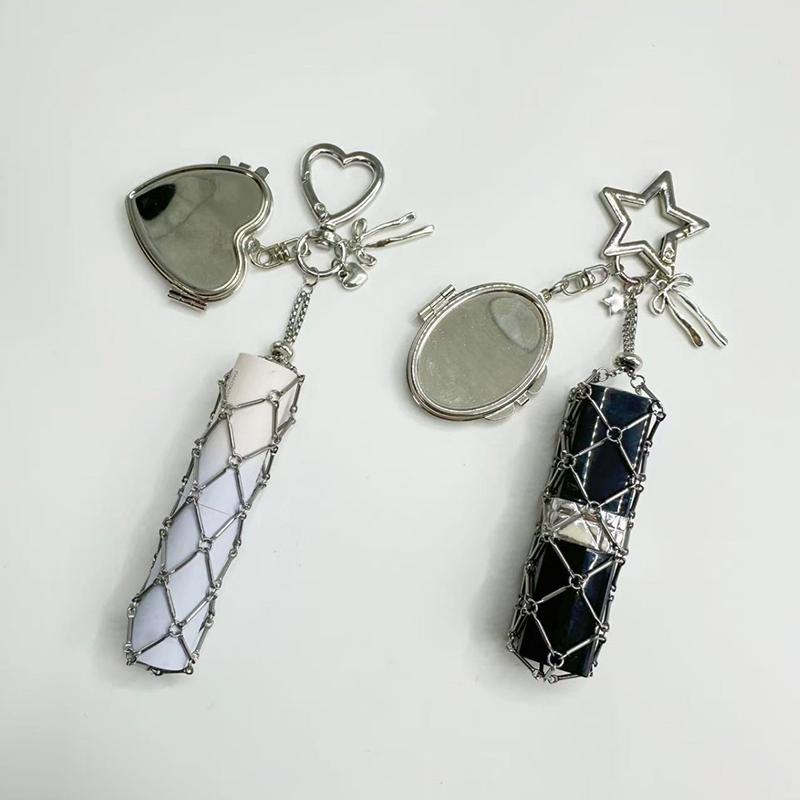 Stainless Steel Metal Net Pocket Lipstick Hand Cream Bag Keychain Charm Bag Accessories Silver/Gold Color Lip Balm Keychain