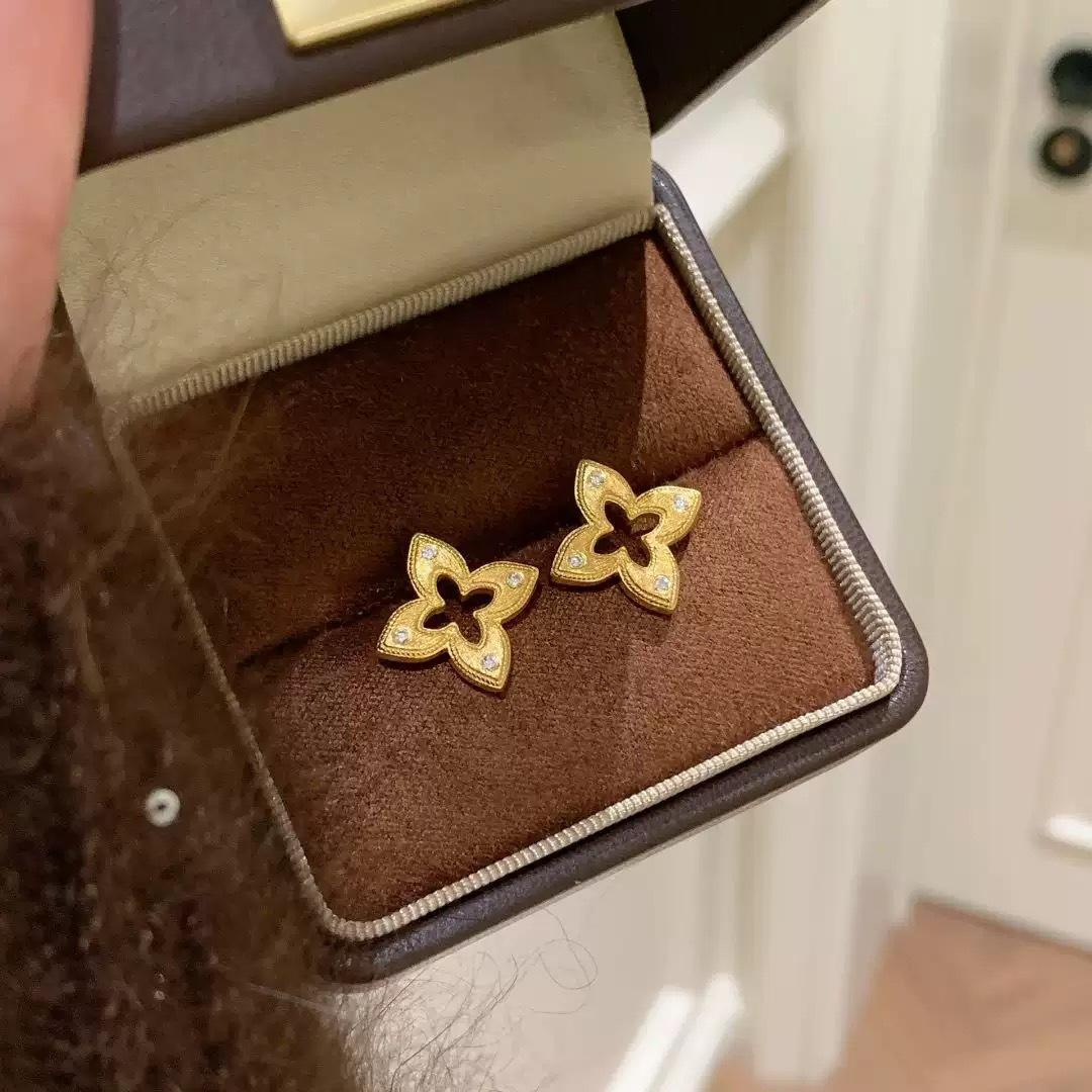 

PONYKISS Стерлинговое серебро 18K золото Цирконий Полые серьги-гвоздики в виде цветка для женщин Винтажные Изящные Минималистичные Аксессуары