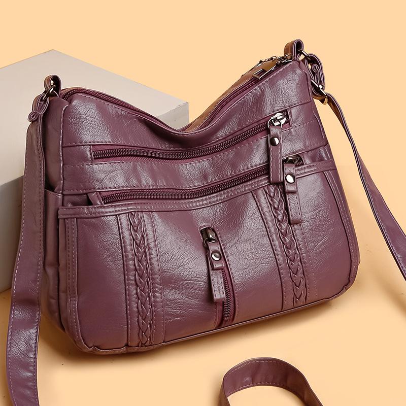 Dámská taška Soft Leather Crossbody Bag Taška přes rameno pro matku středního věku