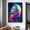 Abstract Colorful Rainbow Goddess Lotus Posters and Prints Figures Canvas Painting Wall Art Pictures for Room Home Decoration