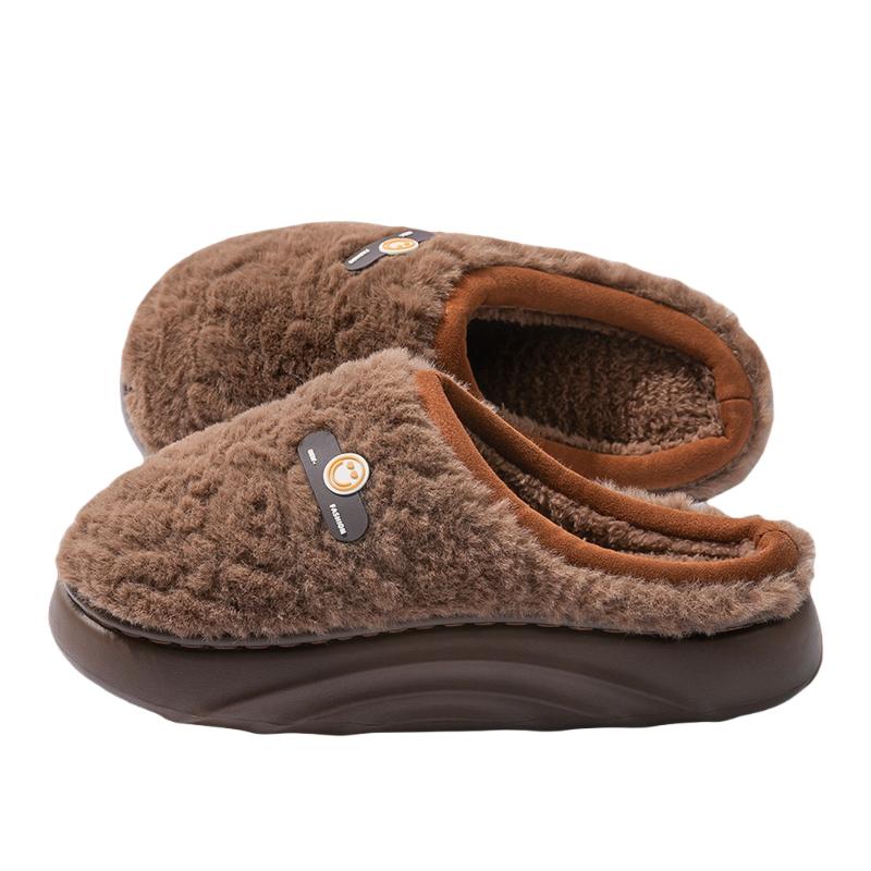 Fashion Chunky Platform Fluffy Fur Indoor Slippers Women 2025 Winter Warm Short Plush Non Slip Bedroom Slippers Cotton Home Shoes Size45