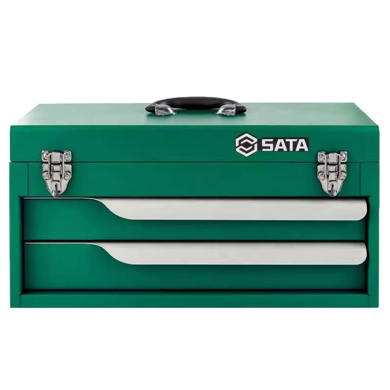 Sata 95139 20" Two-Drawer Metal Toolbox - Portable Household Repair Set