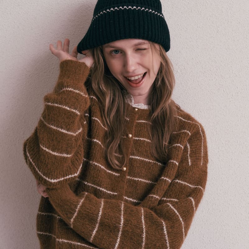 

Aei&Rei AR_Solid color line knitted hat_4color BLACK_FREE