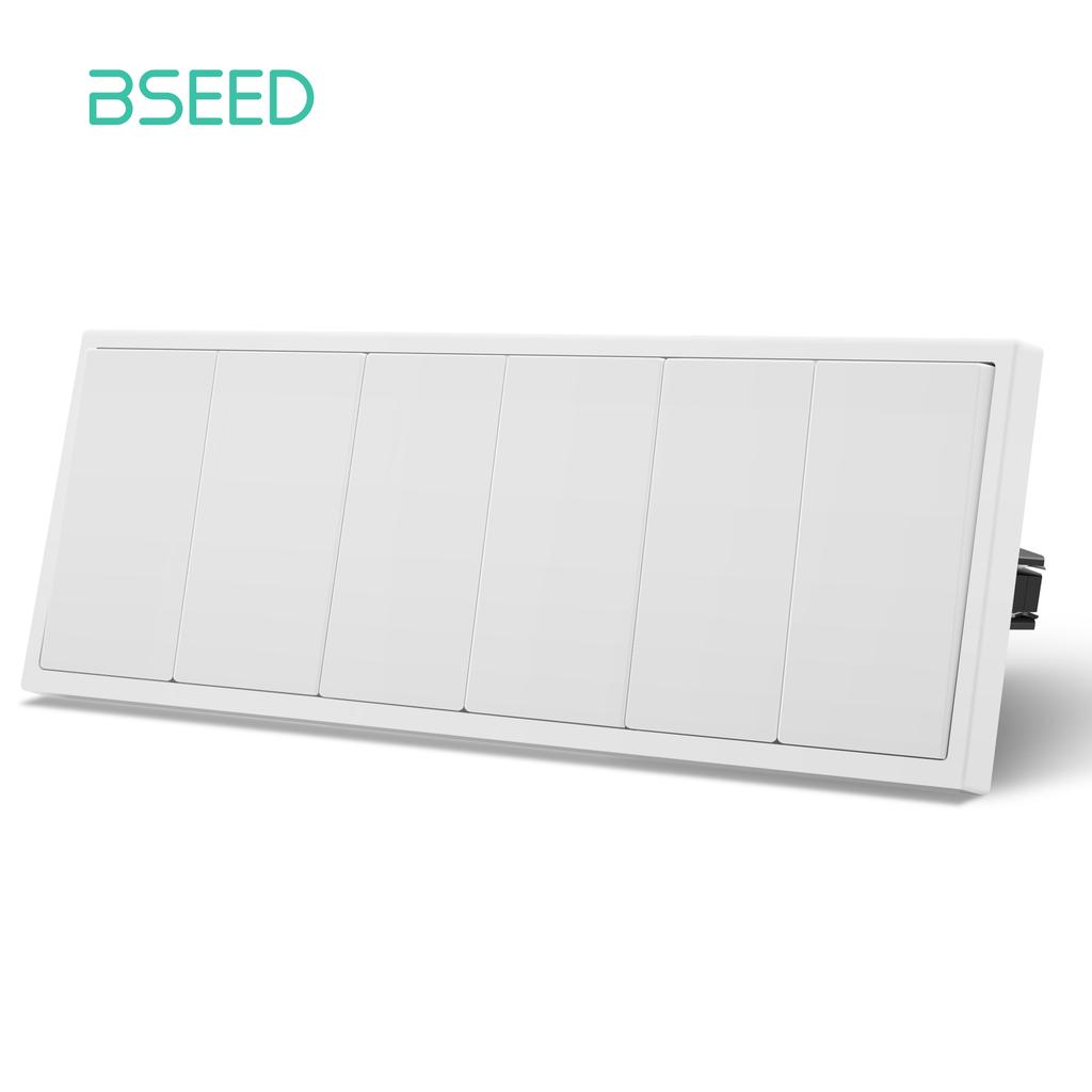 BSEED EU Large Button Wall Switches 1/2Gang 1Way Wall Power Sockets Dual USB Phone Charge Port 5V White Home E-Series