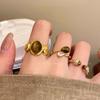 Maillard Tiger's Eye Stone Gold Ring Adjustable Index Finger Ring Stacked Wear Ring