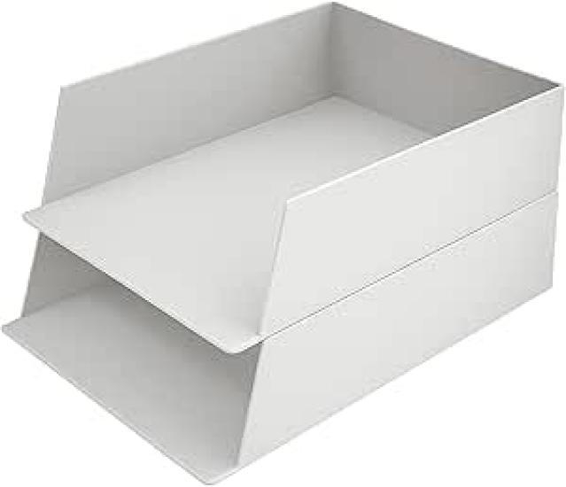 

A4 Document Desktop Storage Office Letter Desk Rack Tray, White, Vertical, Case, Supplies, Tray, Organizer, Multi-Tier (8cm Tall, 2-Tier Set)