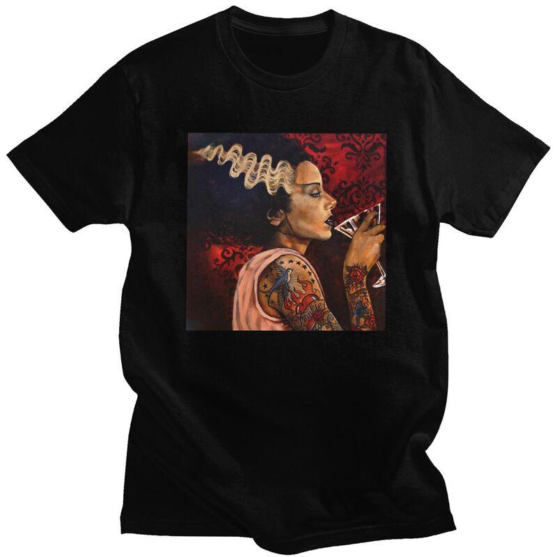 

Custom Bride Cocktail Tattoo Art T Shirts Men Short Sleeve Frankenstein Monster Tee Tops Pure Cotton Oversized Tshirts Merch ... S разноцветный