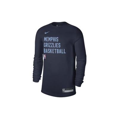 Memphis Grizzlies Crew Neck Printed Letter Long Sleeve T-Shirt Unisex Tops Navy-Blue FD9954-419