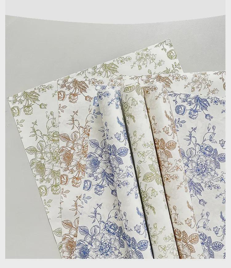 Xinrui Retro Floral Printed Waterproof Wrapping Paper for Flower Bouquets