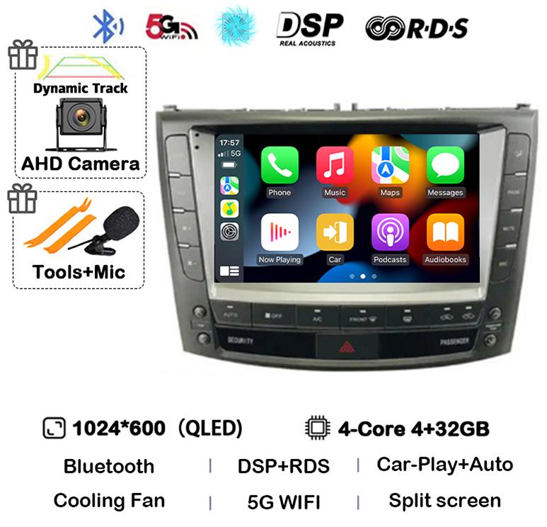 Android 14 Carplay Auto For Lexus IS250 IS300 IS200 IS220 IS350 2005 - 2012 Car Radio Multimedia Stereo Video Player 360 Camera