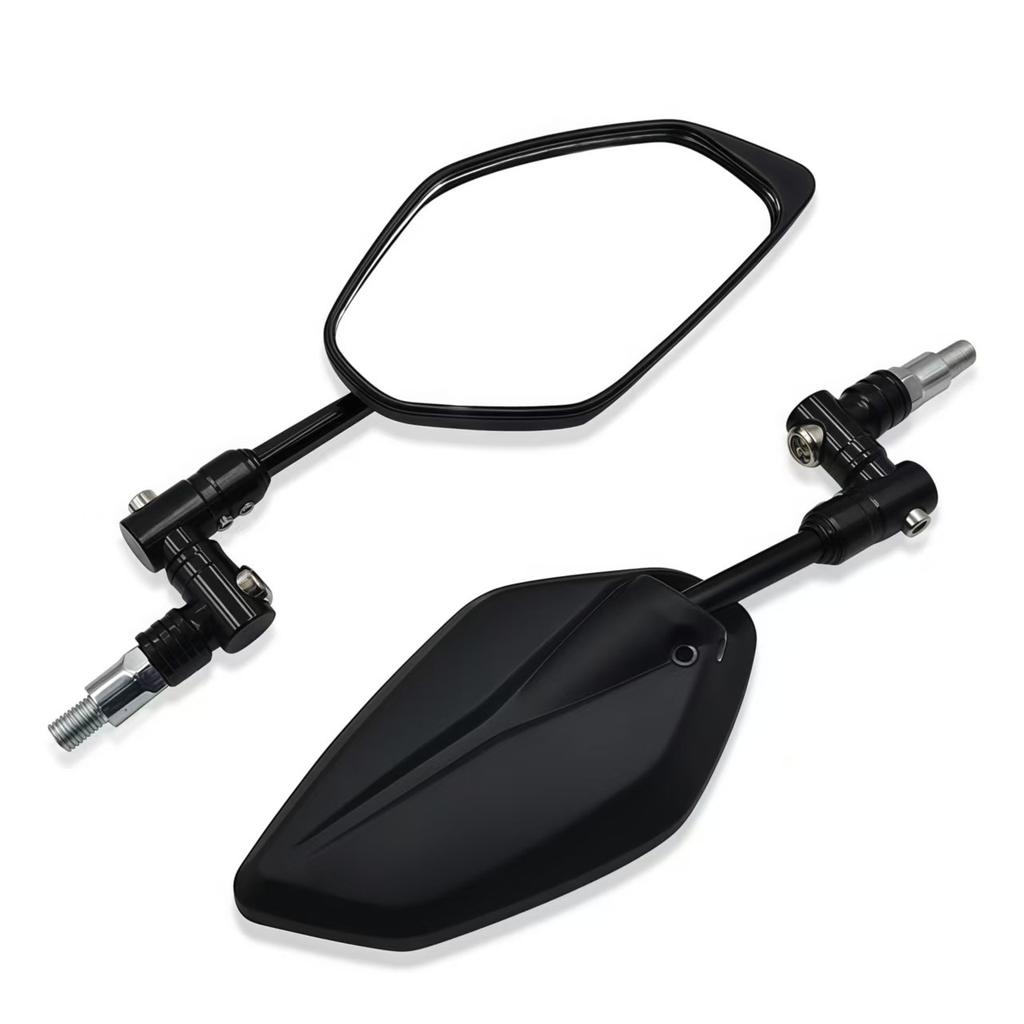 Motorcycle rearview mirrors black silver with adapter fit 10mm thread size ABS aluminum alloy rotating motorcycle side mirror