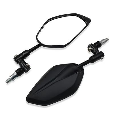 Motorcycle Rearview Mirror Adjustable Frame with Adapter ABS Aluminum Alloy 10mm Thread Size Black Silver Side Mirrors Pair