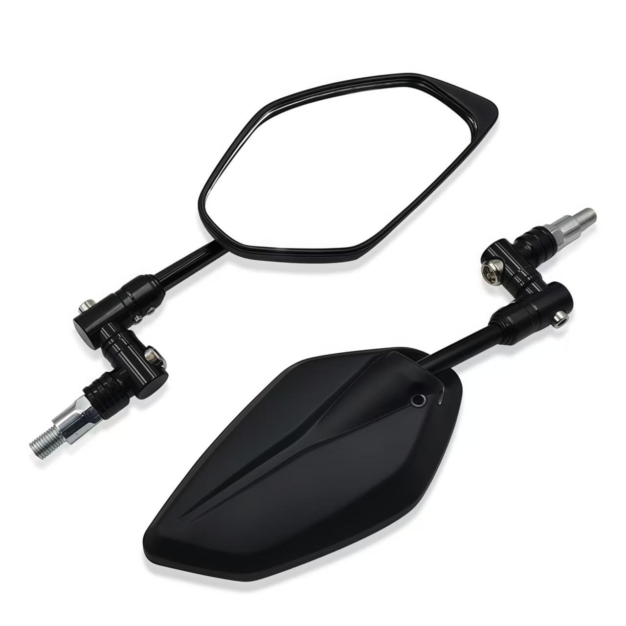 

Motorcycle rearview mirror adjustable frame with adapter ABS aluminum alloy 10mm thread size black silver side mirrors pair чорний