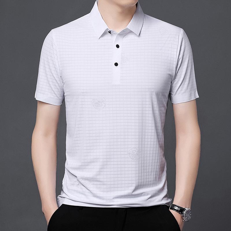 Nieuw T-shirt met korte mouwen Heren Casual Shirt Zomer Herenkleding Halve Mouw Nieuw L white