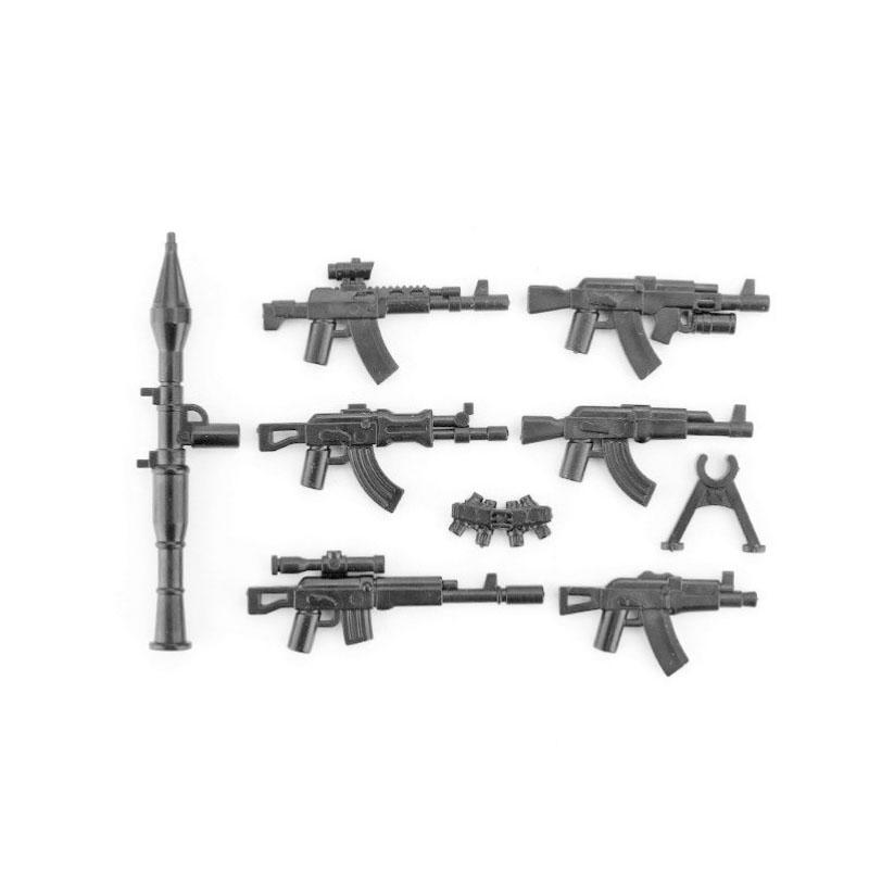 Military WWII Weapons Building Blocks Soldier Figure Toy Gatling M2 Heavy Machine Gun NSV M19 Box Rifle Bullet Chain Mortar K045