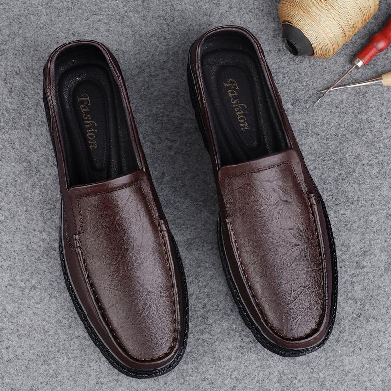 Fashion Genuine Leather Men's Loafers Non Slip Walking Flats Outdoor Slip On Flats Casual Shoes Work Office Driving Sneakers Moccasins