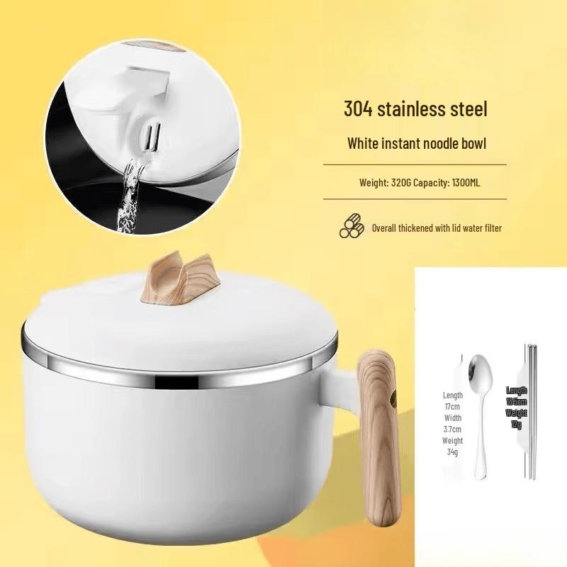 

ZISIZ Japanese Style 304 Stainless Steel Instant Noodle Bowl with Cutlery