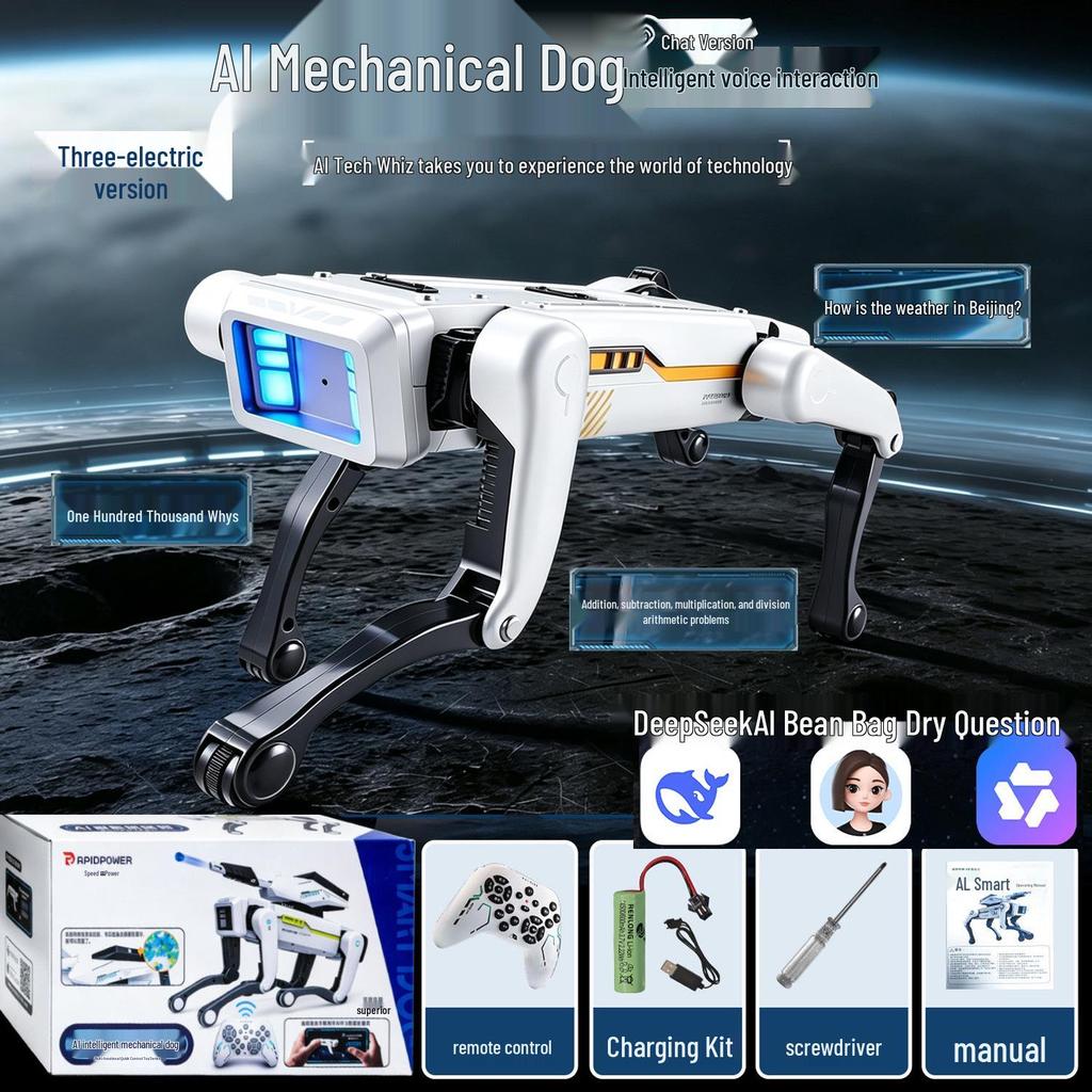 Smart AI Robot Dog with Voice Dialogue, Remote Control, Call Function, Item Pickup & Cannonball Shooter