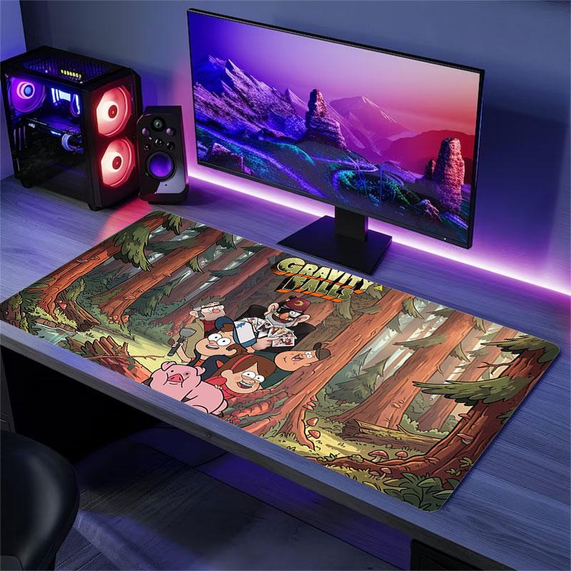 Gravity Falls Large Gaming Table Cushion Non-slip Laptop Tablet Big Mousepad XXL Mat Mini PC Playmat With Lock edge