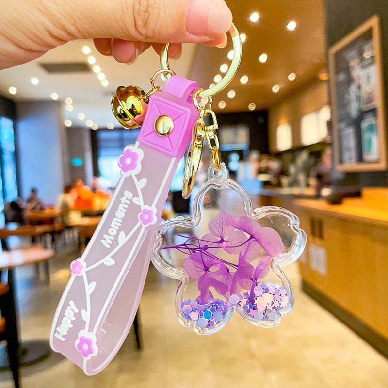 Charming Acrylic Keychain With Sakura Petals Oil Pendant Perfect For Gifts