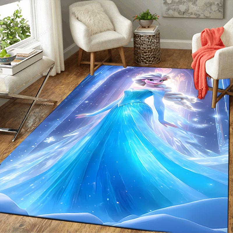 Frozen-themed floor protection rug, Elsa princess cartoon rug, suitable for room décor and as a gift.