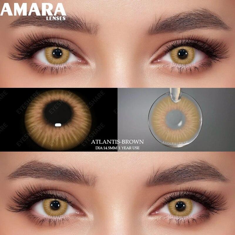 AMARA Blue Colored Contact Lenses for Big Eyes Fashion Lenses Cosmetic Soft Eye Beauty Pupils with Lens Case Exclusive Styles