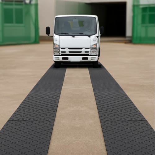 Lightweight, high-strength resin flooring boards, PSKJr, 450 x 910 mm, 6 mm thick | Set of 4, ideal for construction sites, events, and DIY projects.