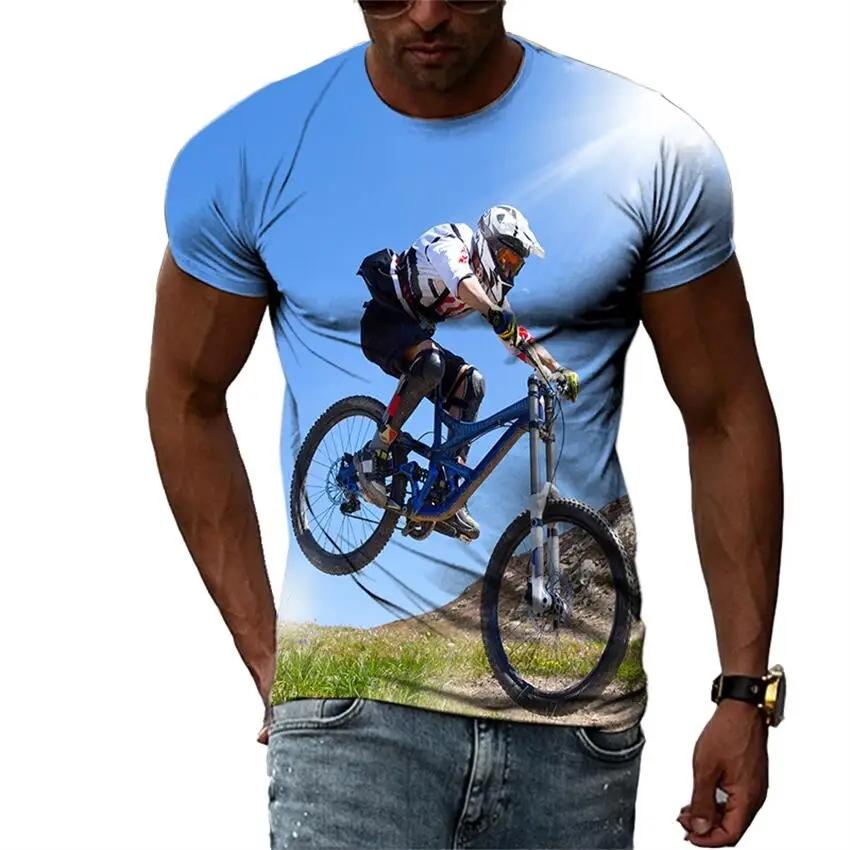 Neuer Trend Sommermode Fahrrad Herren T-Shirt Lässiges Print T-Shirt Hip Hop Personalisiert Rundhals Kurz Großes Oberteil