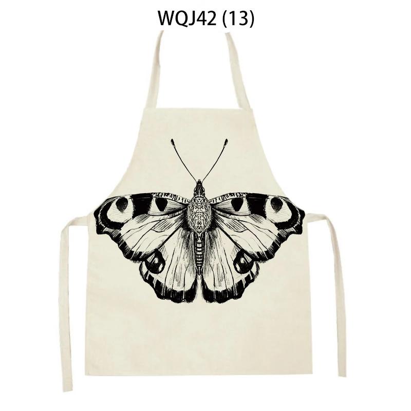 Animal Dog Bear Deer Pattern Kitchen Aprons for Adult Kids Linen Bib Home Cleaning Apron Butterfly Pattern Cooking Baking Aprons