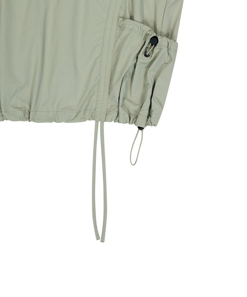 Nylon Anorak Crop Hoodie - Light Khaki