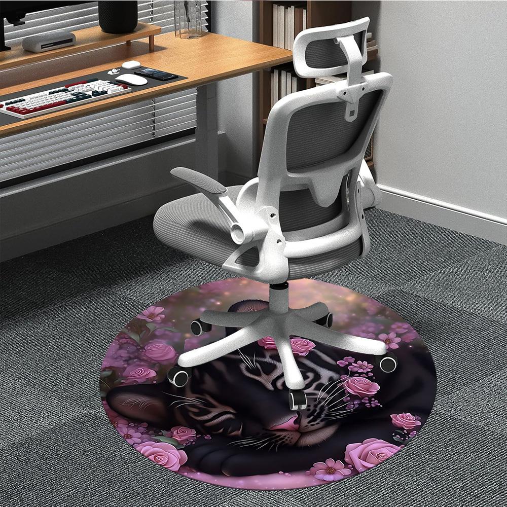 

1pc Black Panther Roses Chair Carpet for Office, Soft Comfortable Mat For Office, Living Room, Bedroom, Machine Washable Carpet yy251112014 80cm by 80cm